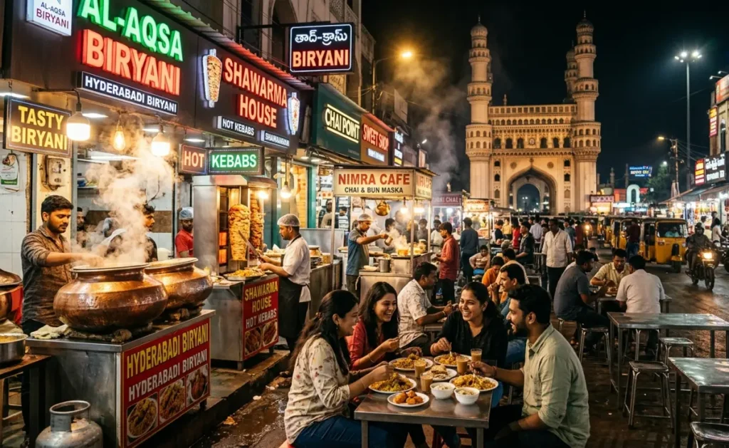 Late Night Food Places in Hyderabad You Must Try This Weekend (Ultimate Guide 2026) 1 Late Night Food Places in Hyderabad - Charminar (old city)